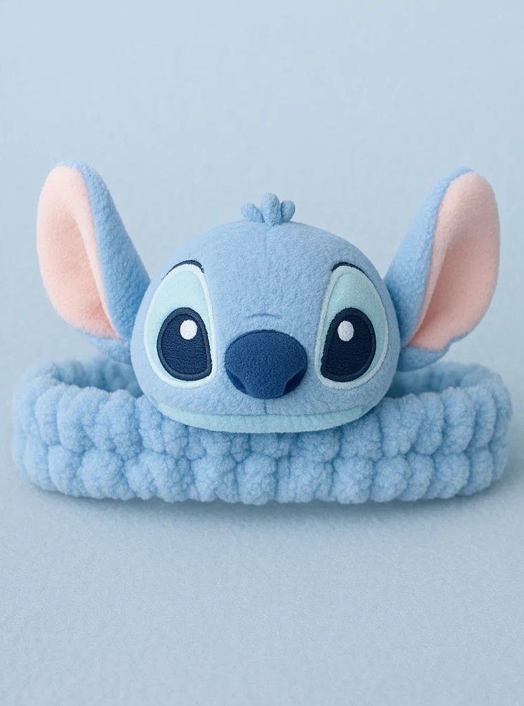 Stitch Baby Headband – Soft Blue Plush Cartoon Hairband for Infants
